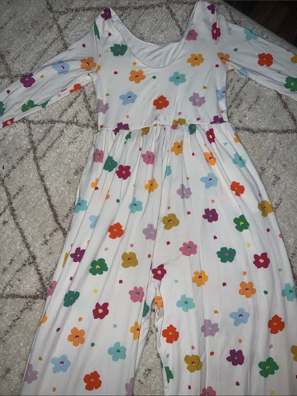 SweetHoney White Jumpsuit Dress with Multicolor Floral Print romper. Worn once.